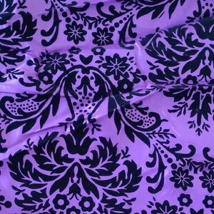 Purple Black Flocking Damask Taffeta Velvet Patterned Big Piece Of Fabric